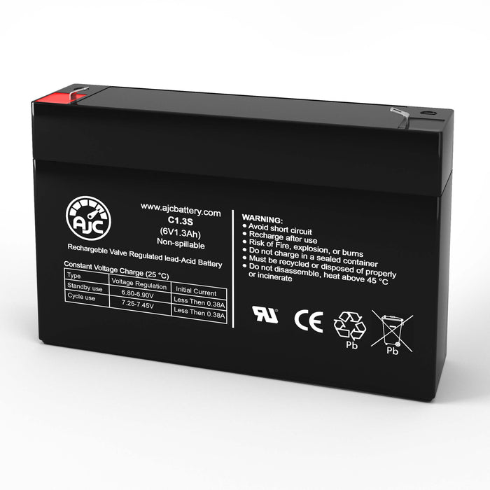 Portalac GS PE126R Option 6V 1.3Ah Emergency Light Replacement Battery