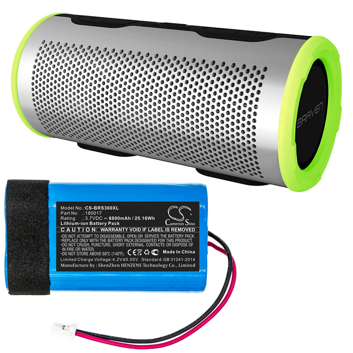 Braven Stryde 360 6800mAh Speaker Replacement Battery-6