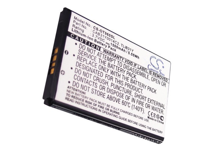 Alcatel AUTHORITY One Touch 955 One Touch 960 One Touch 960C One Touch 995s OT-955 OT-960 OT-960C OT-995s 1500mAh Mobile Phone Replacement Battery-5