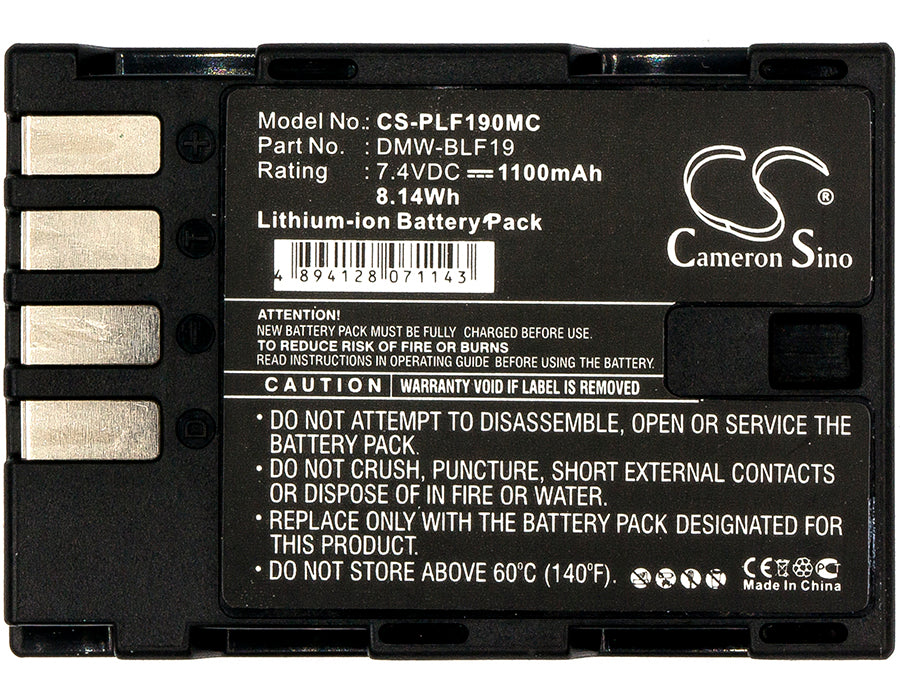 Panasonic Lumix DMC-GH3 Lumix DMC-GH3A Lumix DMC-GH3AGK Lumix DMC-GH3GK Lumix DMC-GH3H Lumix DMC-GH3HGK Lumix DMC-G 1100mAh Camera Replacement Battery-3