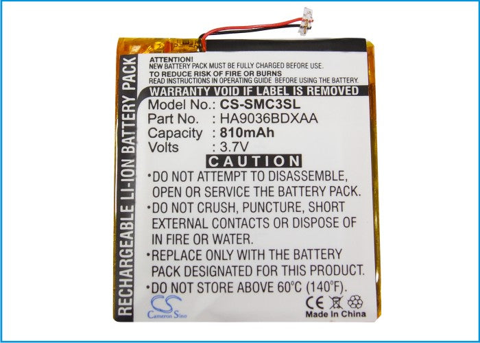 Samsung YP-CP3 YP-CP3AB XSH (4G) YP-CP3AB XSH (8G) YP-CP3CB (4G) YP-CP3CB (8G) Media Player Replacement Battery-5