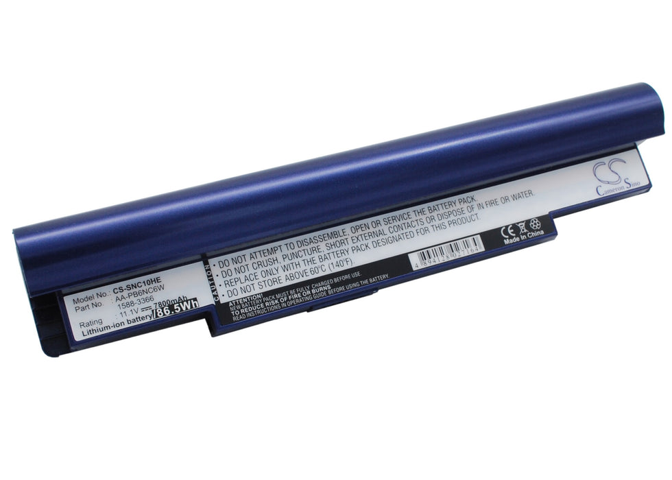 Samsung N110 (black) NP-N110 NP-N110-12PBK NP-N120 NP-N120-12GBK NP-N120-12GW NP-N130 NP-N130-KA0 7800mAh Blue Laptop and Notebook Replacement Battery-2