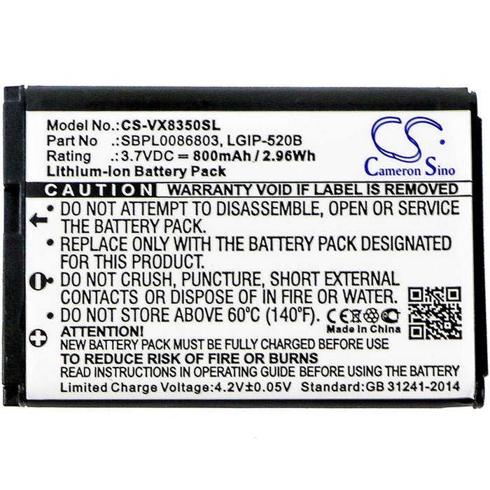 LG AX310 Helix LN180 LX400 MN180 MT310 Select UX310 VX5200 VX5400 VX5500 VX8350 VX8360 Mobile Phone Replacement Battery-3