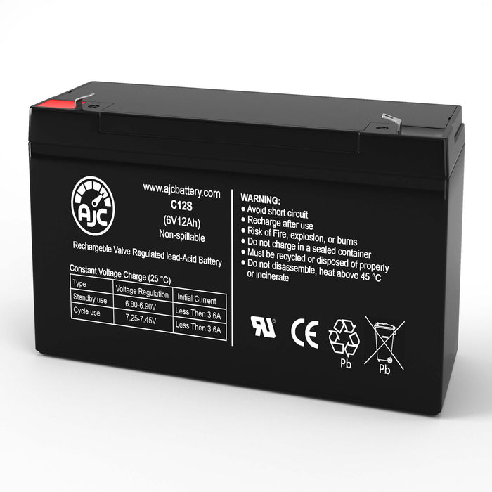 AJC Battery Compatible with Yorkville 2E2 6V 12Ah Emergency Light Battery