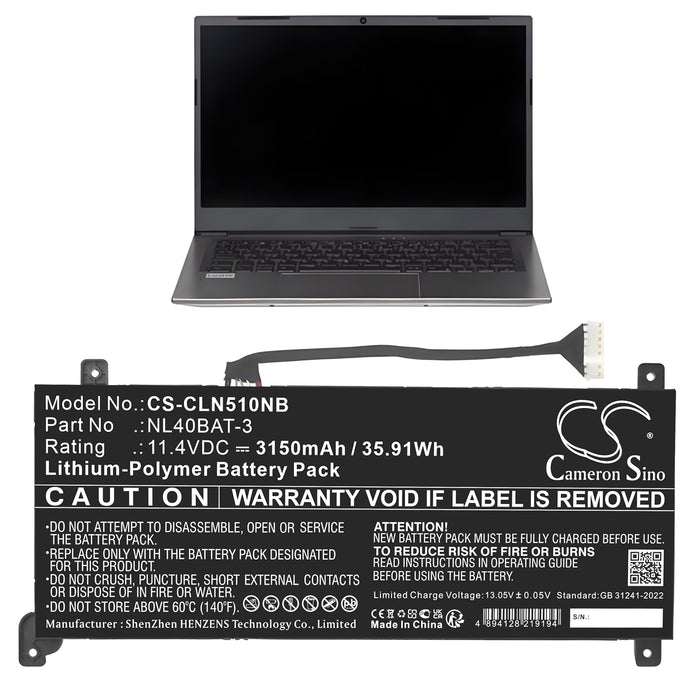Clevo NL40MU NL40PU NL41MU NL41PU NL42MU NL50MU NL50NU NL50PU NL50RU NL51LU NL51MU NL51NU NL51PU NL51RU NL52LU Laptop and Notebook Replacement Battery