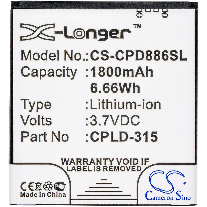 Vodafone 888N,889N,890N,Smart 4,Smart 4 Turbo,Smart 4G Mobile Phone Replacement Battery
