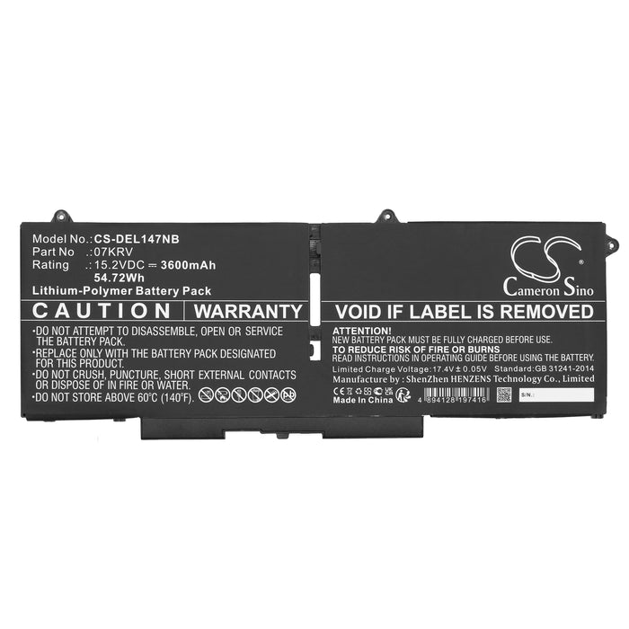 Dell Latitude 14 7430 3W64P, Latitude 14 7430 4FVJG, Latitude 14 7430 D1GX0, Latitude 14 7430 VTCWY, Latitude  Laptop and Notebook Replacement Battery