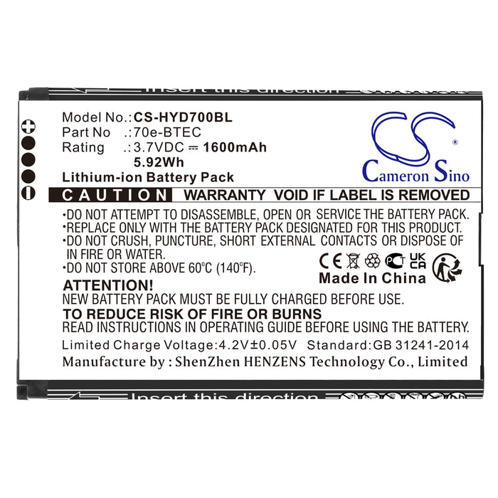 Dolphin 70e 75e 60s Barcode Replacement Battery