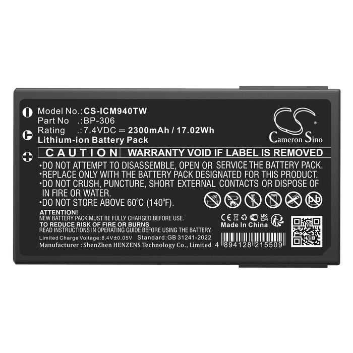 Icom IC-M94D IC-M94DE Two Way Radio Replacement Battery