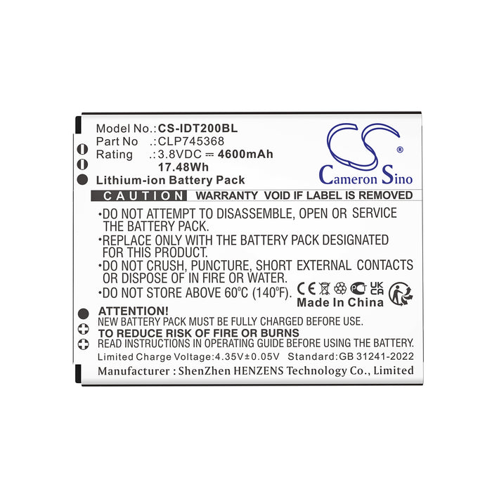 Idata T3 X2P Barcode Replacement Battery
