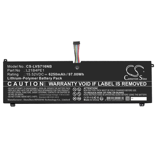 Lenovo Legion S7 16ARHA7, Legion S7 16ARHA7 82UG0000US, Legion S7 16ARHA7 82UG0002US, Legion S7 16ARHA7 82UG00 Laptop and Notebook Replacement Battery