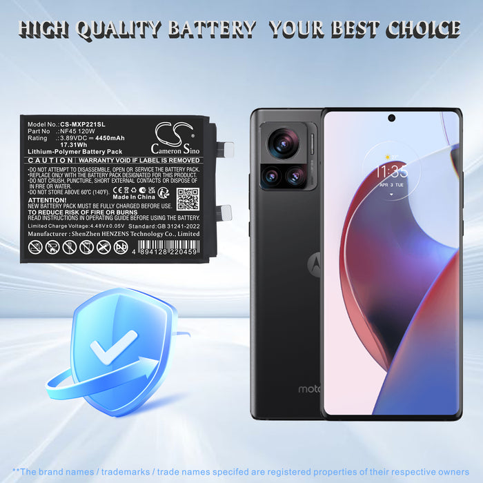Motorola Edge 30 Ultra  120W ,Moto X30 Pro  120W ,XT-2201  120W ,XT2241-1  120W  Mobile Phone Replacement Battery
