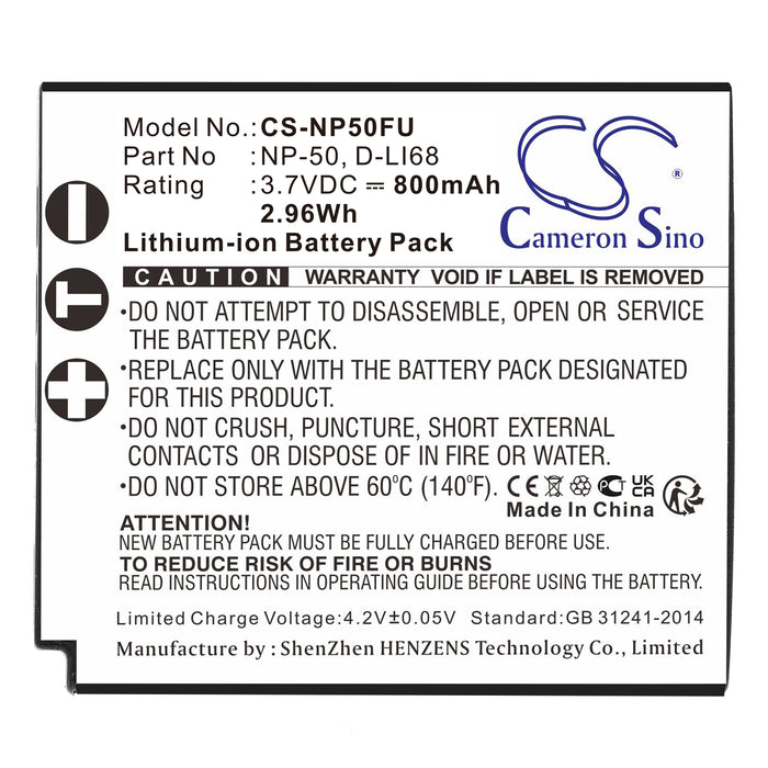 Fujifilm FinePix XP100 FinePix X20 FinePix X10 FinePix XF1 FinePix F900EXR FinePix F850EXR FinePix F800EXR FinePix F770EXR  Camera Replacement Battery