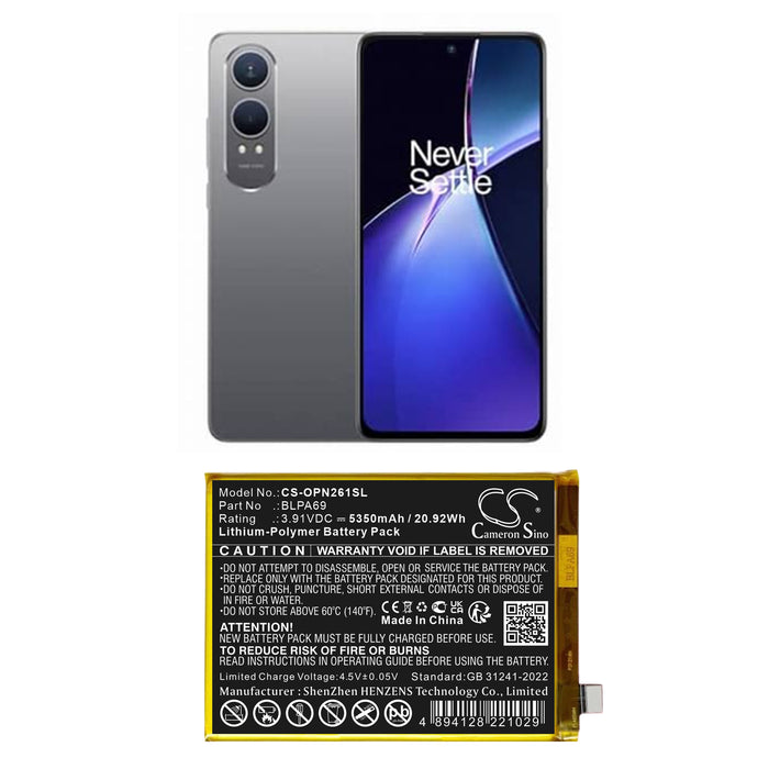 OnePlus CPH2619,CPH2621,Nord CE 4 Lite 5G Mobile Phone Replacement Battery