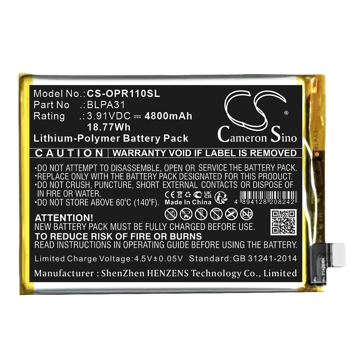 Oppo Reno 11,Reno 11 5G,CPH2599 Mobile Phone Replacement Battery ...