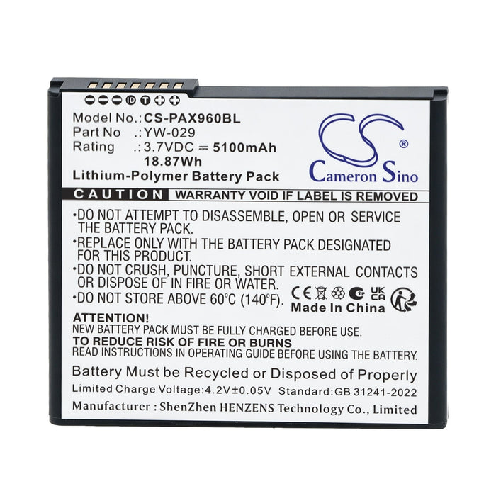 Pax A960 Payment Terminal Replacement Battery