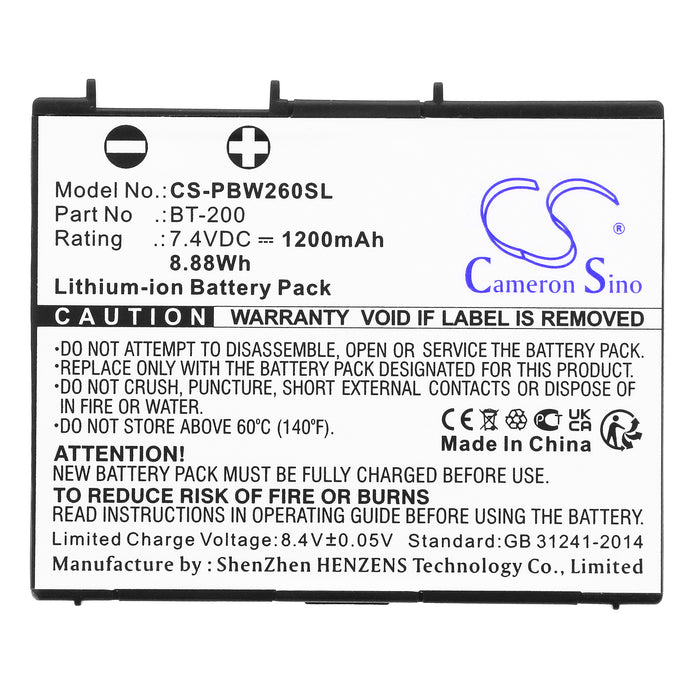 Brother MW-260, MW-260 MPrint Portable Printer, MW-260A, MW-260A MPrint Portable Printe Printer Replacement Battery