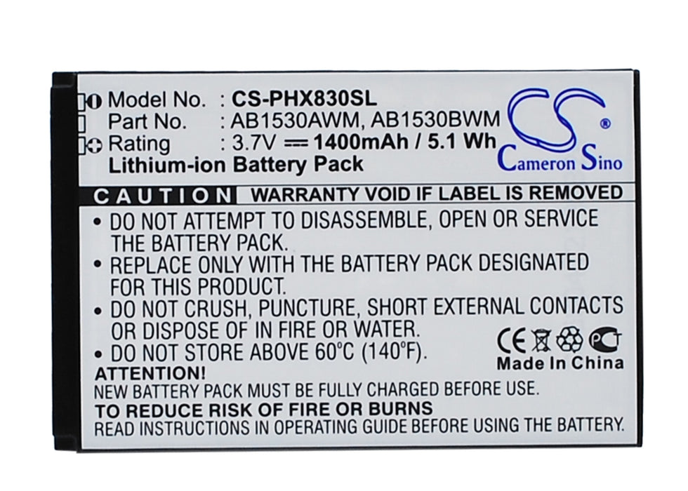 Philips Xenium T910,Xenium X603,Xenium X620,Xenium X630,Xenium X806,Xenium X809,Xenium X830 Mobile Phone Replacement Battery
