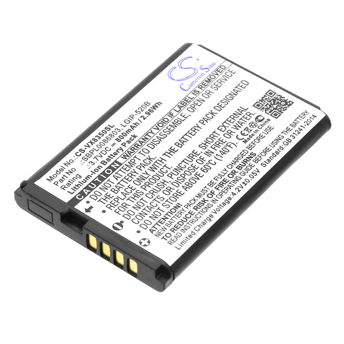 LG VX8350,VX5200,VX5400,VX5500,Helix,AX310,UX310,VX8360,LX400,LN180,MN180,MT310,Select Mobile Phone Replacement Battery