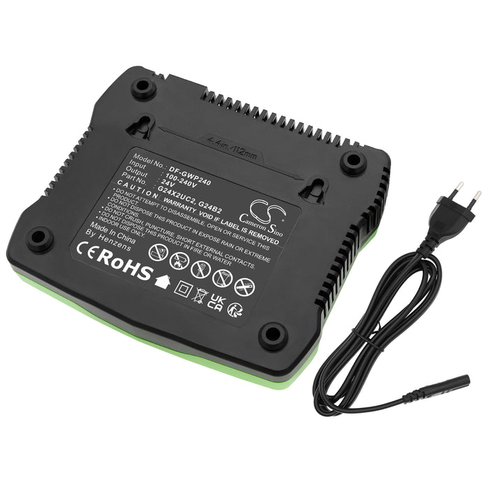 GreenWorks G24,G-24,22-Inch Cordless Hedge Trimmer,20-Inch Cordless Pole Hedge Trimmer,10-Inch Cordless Chainsaw 20362,130M Power Tool Battery Charger