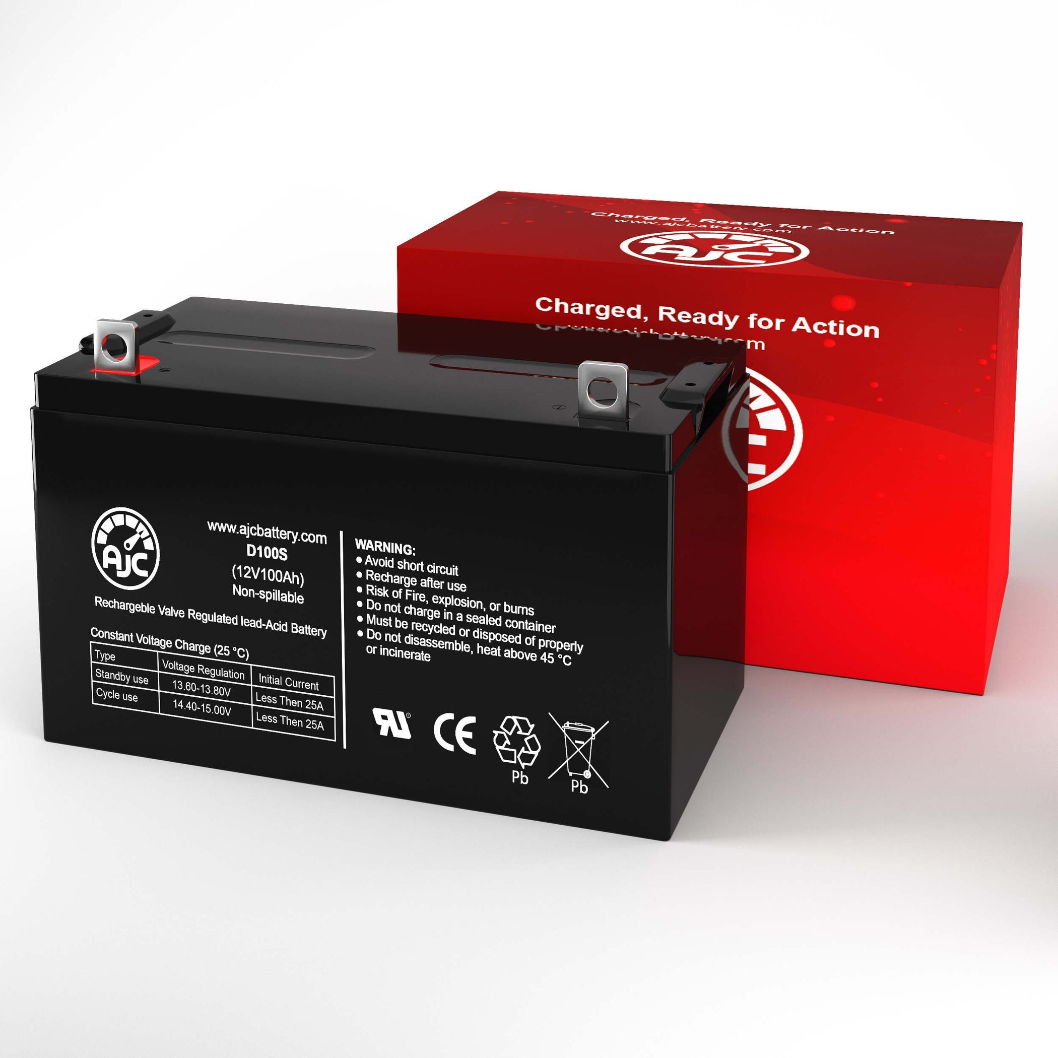 AJC 12V 100Ah Sealed Lead Acid - AGM - VRLA Battery: BatteryClerk.com ...