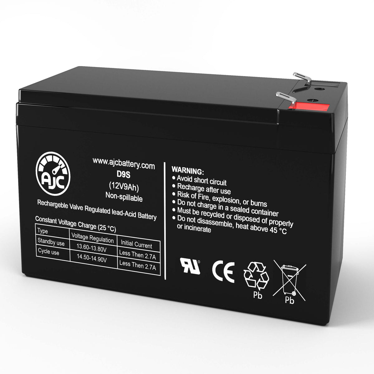 Leoch Battery DJW12-9 SLA Battery Replacement by SigmasTek (12V 9AH  Terminal F2)
