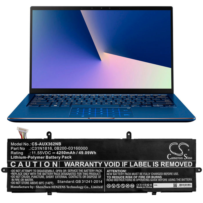 Asus Flip UX362 Q326FA Q326FA-BI7T13 UX362 UX362FA UX362FA i7 UX362FA-2B UX362FA-2G ZenBook 14 UX433FA-A5232R  Laptop and Notebook Replacement Battery-5