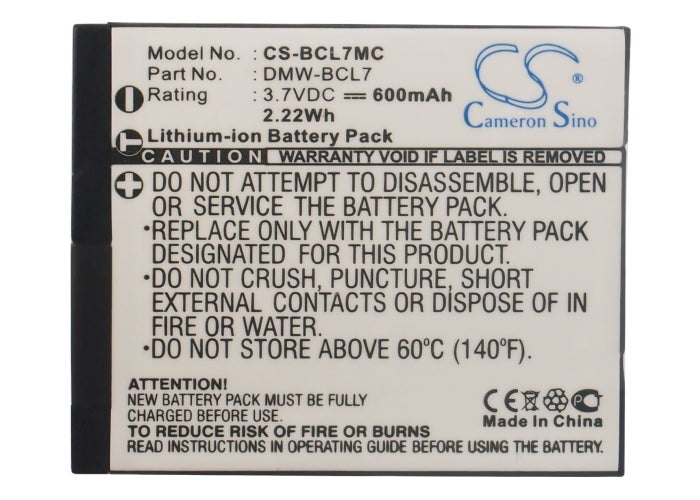 Panasonic Lumix DMC-F5 Lumix DMC-F5K Lumix DMC-F5P Lumix DMC-F5S Lumix DMC-FH10 Lumix DMC-FH10K Lumix DMC-FH10P Lumix DMC-F Camera Replacement Battery-5