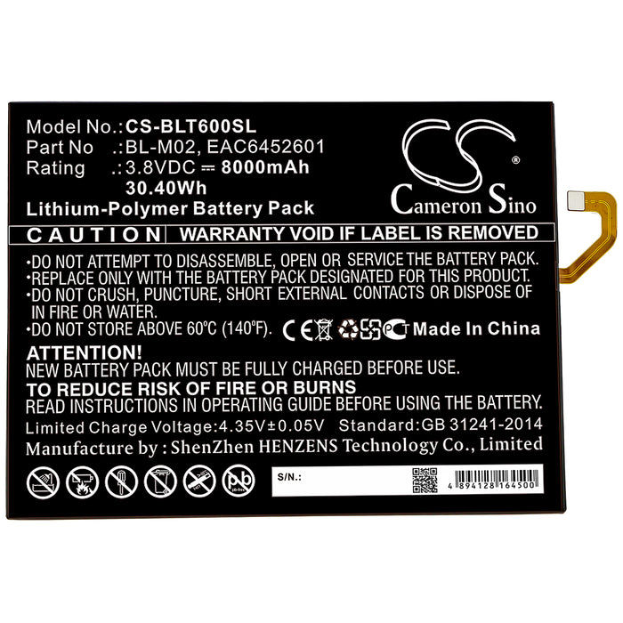 LG G Pad 5 10.1 G Pad 5 10.1 FHD LM-T600L LM-T600QS LM-T600TS LM-T600VS Tablet Replacement Battery-3