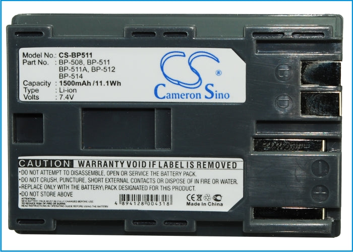 Canon DM-MV100X DM-MV100Xi DM-MV30 DM-MV400 DM-MV430 DM-MV450 DM-MVX1i EOS 10D EOS 20D EOS 20Da EOS 300D EOS 30D EO 1500mAh Camera Replacement Battery-5