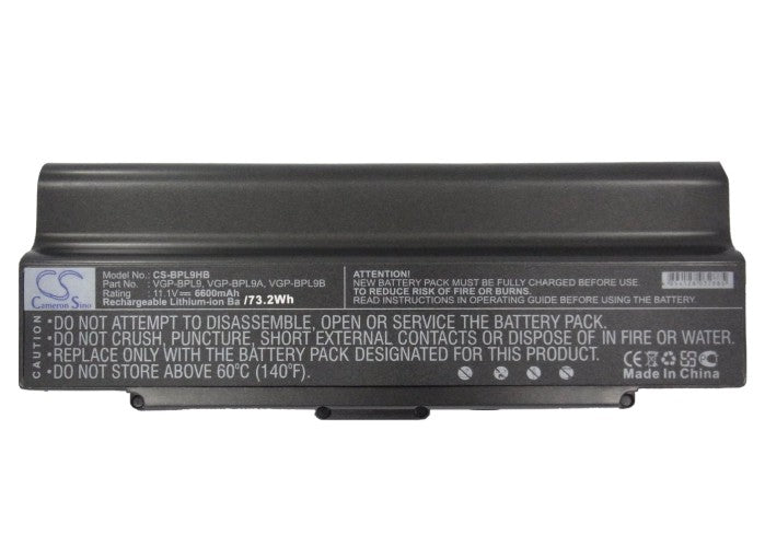 Sony AIO VGN-AR760 VAIO PCG-5G1L VAIO PCG-5G2L VAIO PCG-5G3L VAIO PCG-5J1L VAIO PCG-5J2L VAIO PC 6600mAh Black Laptop and Notebook Replacement Battery-5
