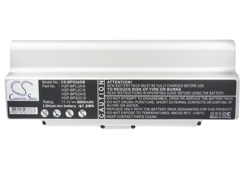 Sony VAIO VGN-C140G B VAIO VGN-C150P B VAIO VGN-C190 VAIO VGN-C190P H VAIO VGN-C1S G VAIO VGN-C1S H VA 8800mAh Laptop and Notebook Replacement Battery-5