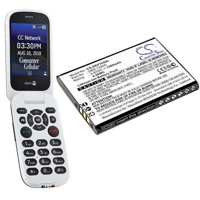 cellePhone Batterie Li-Ion compatible avec Doro 7030 7031 7060 7070 7441 -  7050 Flip - SmartEasy 7050 (remplacement pour DBS-1350A)