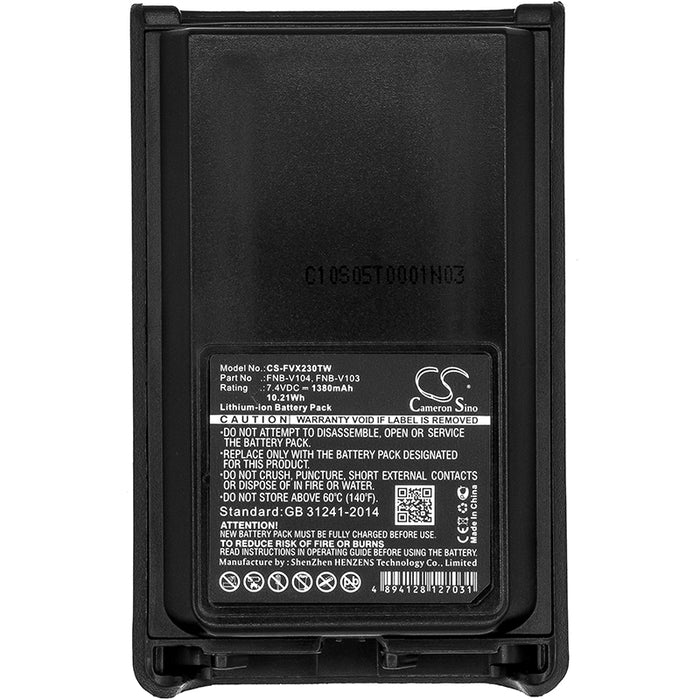 Yaesu VX230 VX-230 VX-231 VX231L VX-231L VX234 VX-234 1380mAh Two Way Radio Replacement Battery-5
