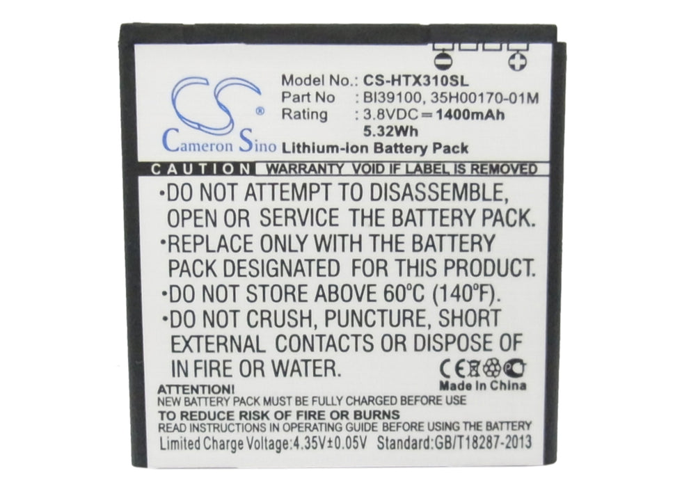 HTC Bass Bunyip Eternity PI39110 Runnymede Sensation XL Titan Titan II X310E X315 X315b X315E 1400mAh Mobile Phone Replacement Battery-5