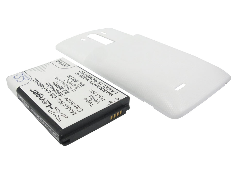 LG D830 D850 D850 LTE D851 D855 D855 LTE D855AR D855K D855P F400 G3 LS990 LS990 LTE VS985 6000mAh White Mobile Phone Replacement Battery-2