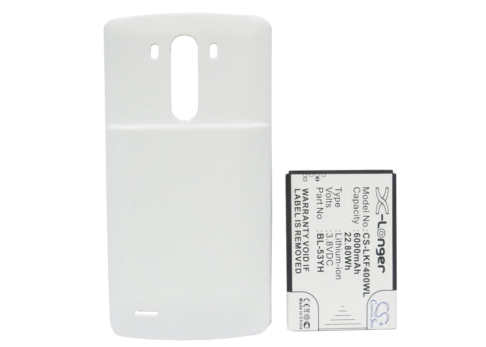 LG D830 D850 D850 LTE D851 D855 D855 LTE D855AR D855K D855P F400 G3 LS990 LS990 LTE VS985 6000mAh White Mobile Phone Replacement Battery-5