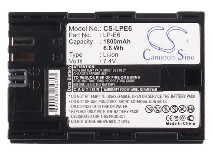 Canon 5D Mark III EOS 5D Mark II EOS 5D Mark III EOS 60D EOS 60Da EOS 6D EOS 7D EOS 7D Mark II 1800mAh Camera Replacement Battery-5