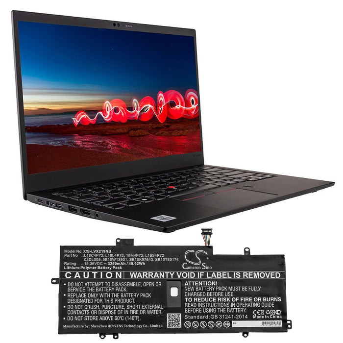 Lenovo ThinkPad X1 Carbon 2019 ThinkPad X1 Carbon 2019-20QE00 ThinkPad X1 Carbon 2020 ThinkPad X1 Carb 3250mAh Laptop and Notebook Replacement Battery-5