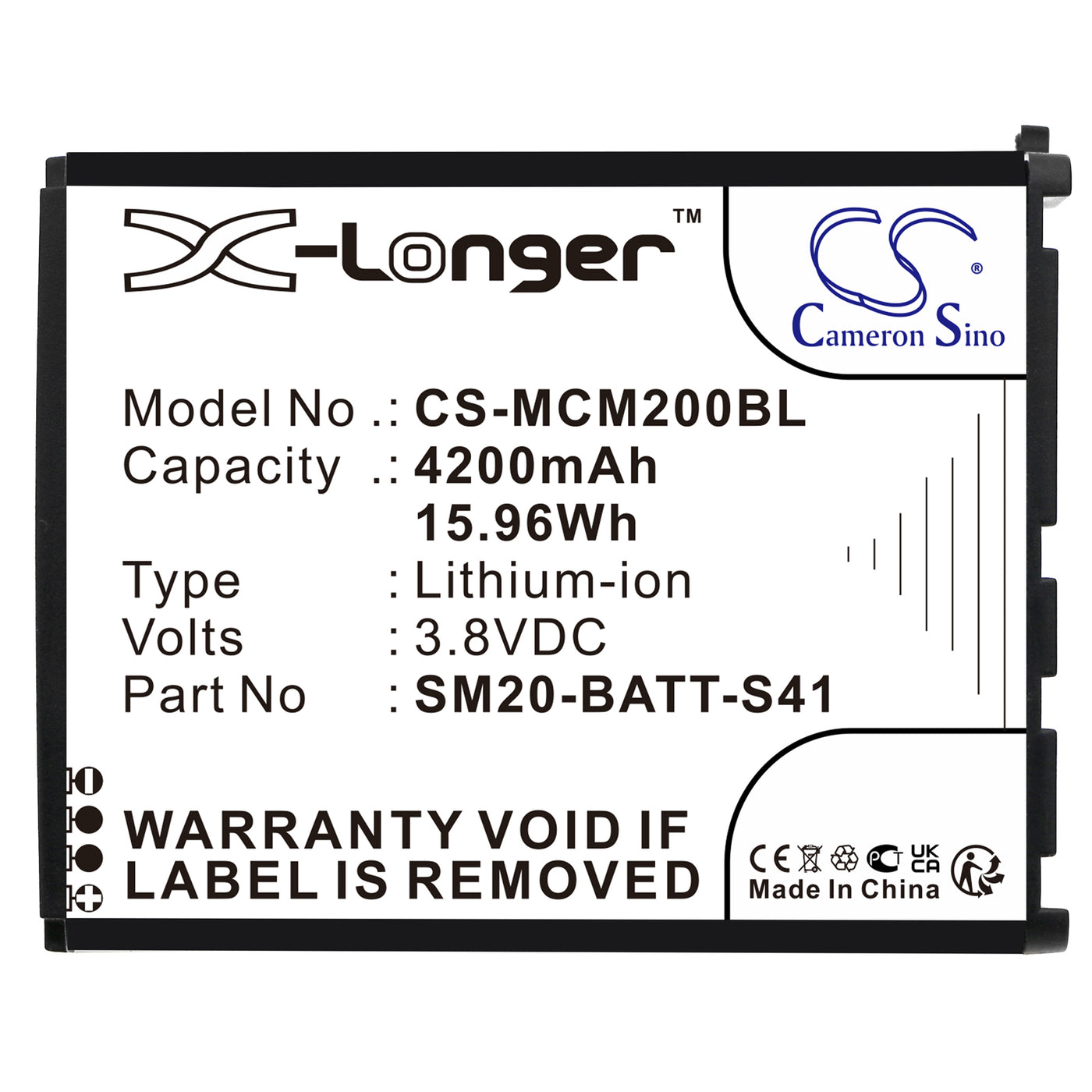 M3 Mobile SM20,SM20 X Barcode Replacement Battery: BatteryClerk.com