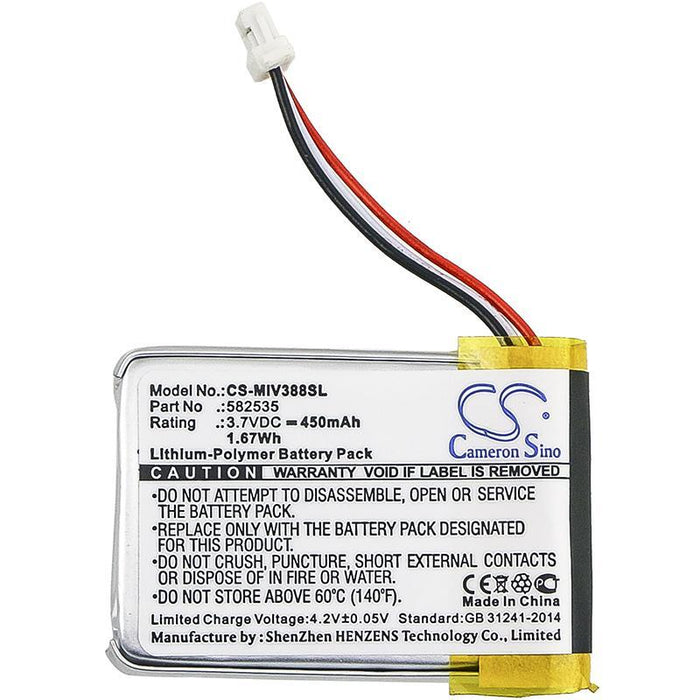 Replacement Mio (1ICP6/26/36), 582535 Dashcam Battery
