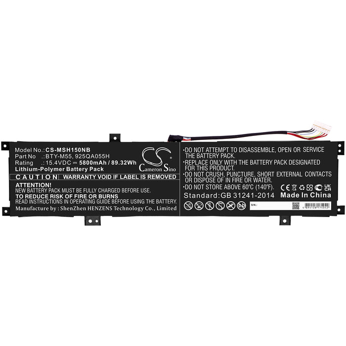 MSI Creator 15 A10sdt Creator 15 A10sdt-065es Creator 15 A10sdt-263cz Creator 15 A10se ms-16v2 Creator 15 A10s Laptop and Notebook Replacement Battery-3