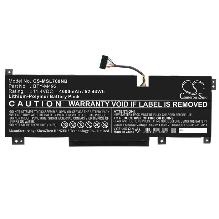 MSI Bravo 15 B55DD-005XES Bravo 15 B5DD-007XES Bravo 15 B5DD-012XES Bravo 15 B5DD-030TW Bravo 15 B5DD- 4600mAh Laptop and Notebook Replacement Battery