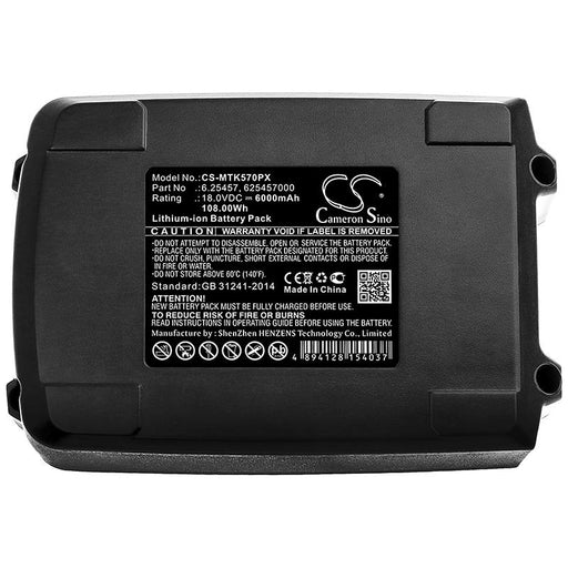 Metabo 160-5 18 LTX BL OF AG 18 AG 18 6022 6000mAh Replacement Battery-main