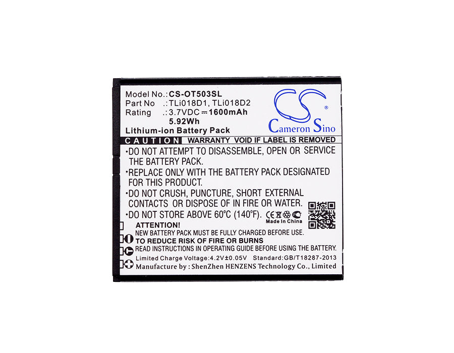 Alcatel One Touch Link Y858 One Touch Link Y858V One Touch Pop 3 (5) One Touch Pop 3 (5) 4G One Touch Pop 3 5in On 1600mAh Hotspot Replacement Battery-5