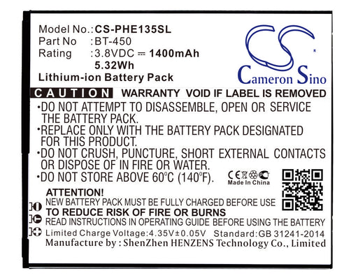 Philips E135x Xenium E135x Replacement Battery-main