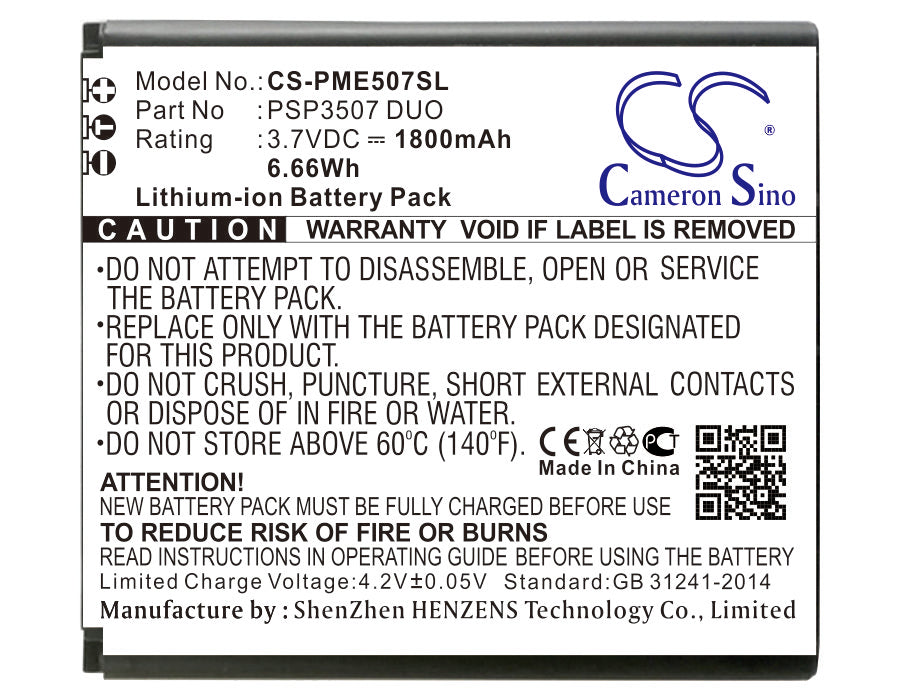 Prestigio MultiPhone PSP3507 DUO PSP3507 DUO Replacement Battery-main