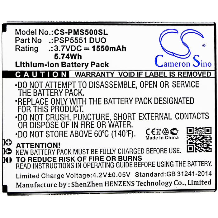 Prestigio Grace S5 PSP5551 DUO Mobile Phone Replacement Battery-3