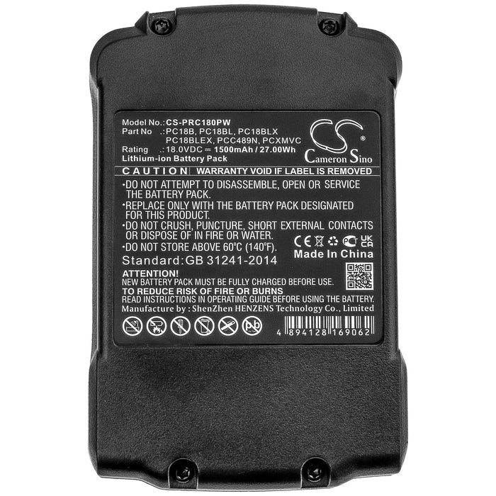 Porter Cable PC1800D PC1800L PC1800RS PC18 1500mAh Replacement Battery-5