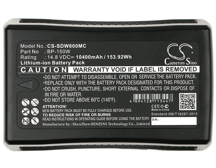 Sony DSR-250P DSR-600P DSR-650P HDW-800P PDW-850 V-Lock V-Mount 10400mAh Camera Replacement Battery-6